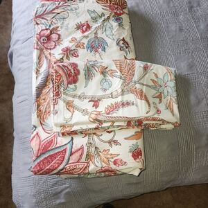 Pottery Barn Duvet Cover with Floral Design in Red, Blue, and Cream